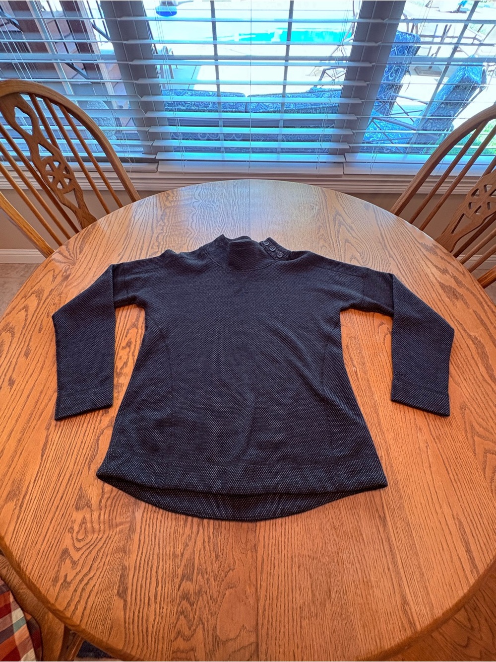 Marmot Vivian Mock Neck Charcoal Black Wool Blend Sweater Size M